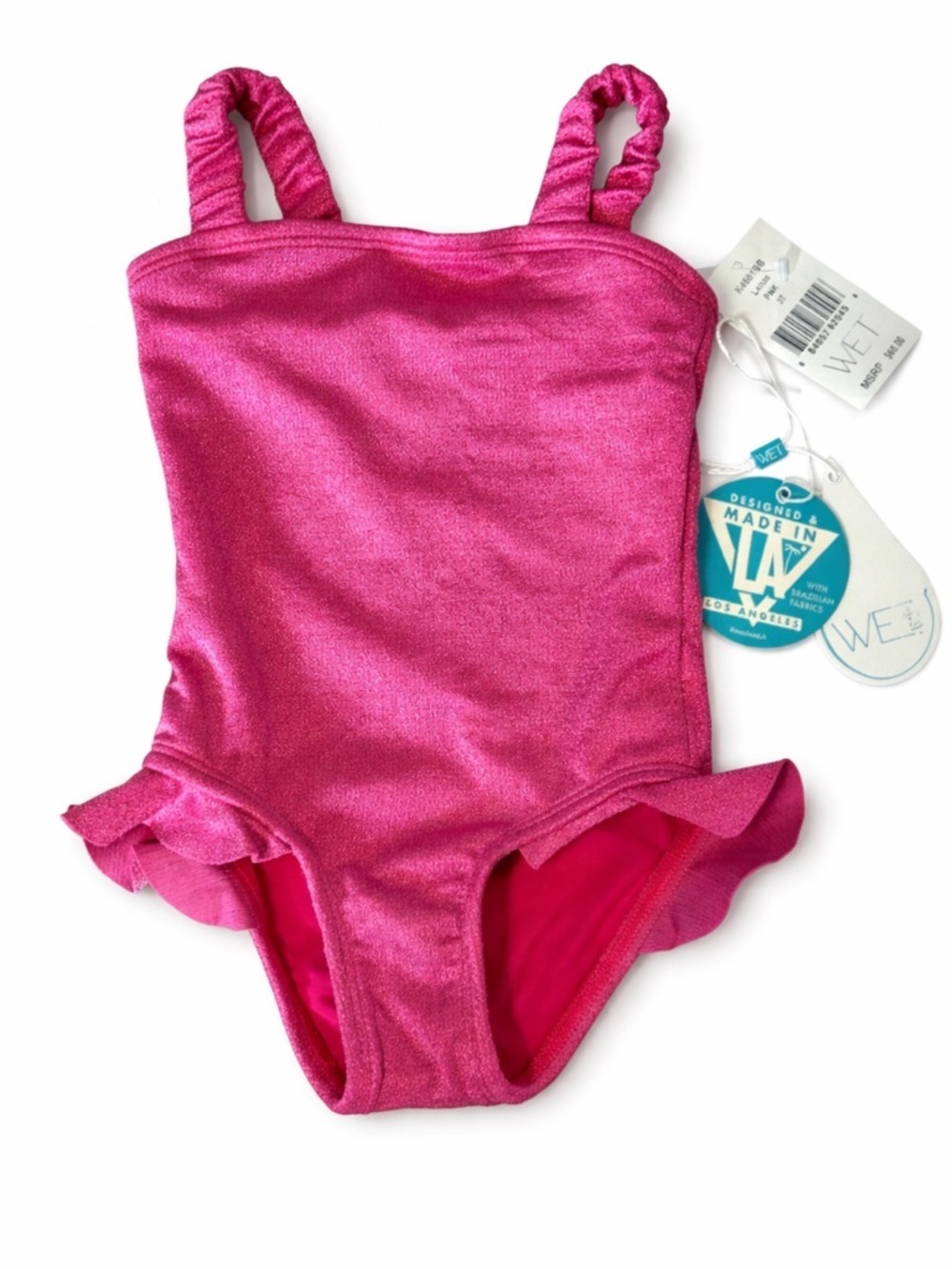 Wet Swimwear Pink Shimmer Ruffle One Piece Swimsuit Toddler Girls 3T NWT